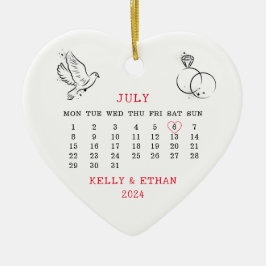 Hjärtkalender, sommaren Bröllop 2024 Julgransprydnad Keramik