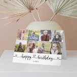 Hjärtkalligrafi Foto Grattis på födelsedagen Card Kort<br><div class="desc">Modern hälsningskort i Grattis på födelsedagen innehåller 10 foton. 8 på framsidan,  1 på insidan och 1 på baksidan av kortet.</div>