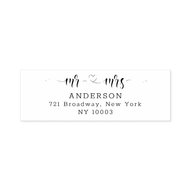 Hjärtkalligrafisk Returadress Självfärgande Stämpel (Design)