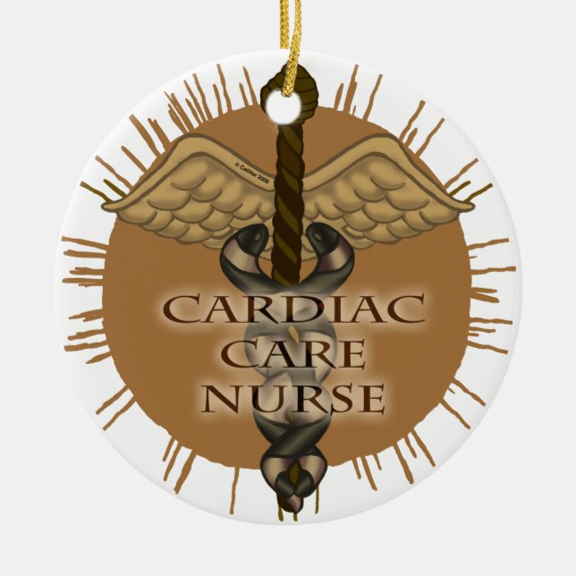 Hjärtkärlsjuksköterska Caduceus Julgransprydnad Keramik (Framsidan)
