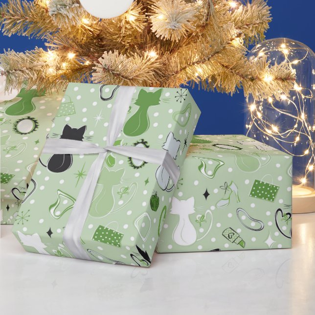 Hjärtkattor i Grönten i mitten Presentpapper (Helgdagar)