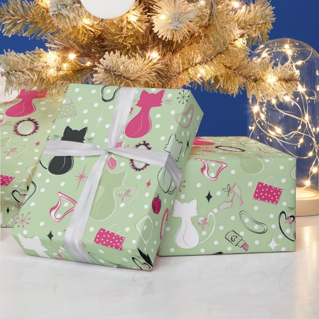 Hjärtkattor i Grönten i mitten Presentpapper (Helgdagar)