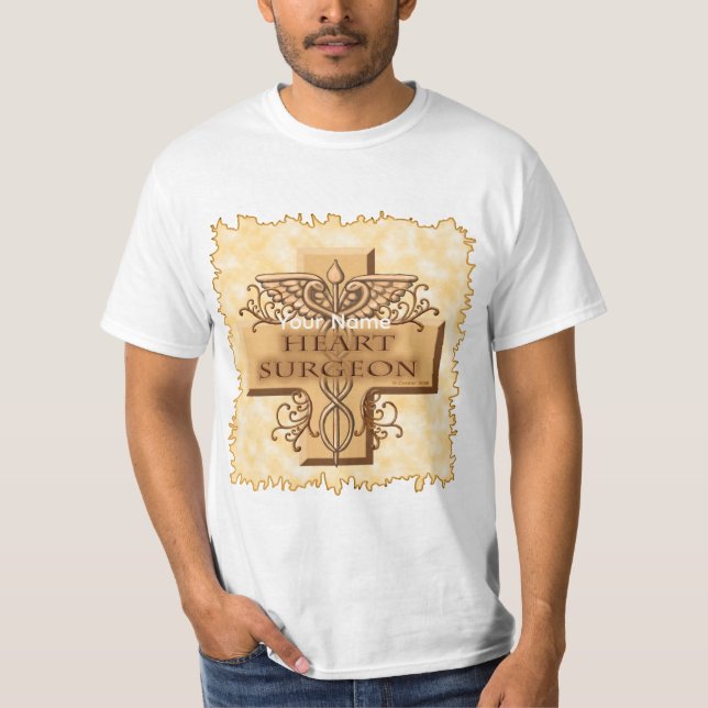 Hjärtkirurg Cross Caduceus T Shirt (Framsida)