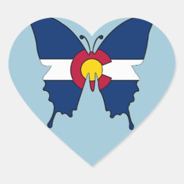 Hjärtklämmare av Colorado flagga butterfly Hjärtformat Klistermärke
