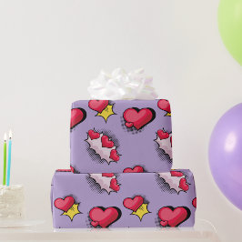 Hjärtklappning vid tecknad bok, rödfärgad och svar presentpapper