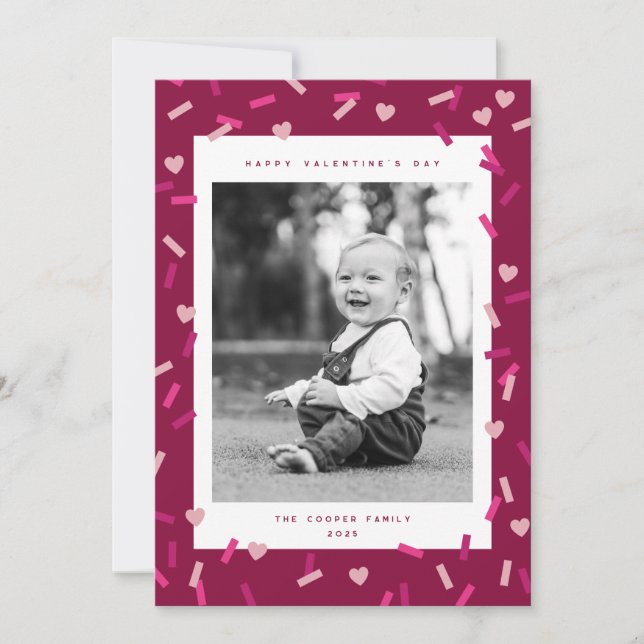 Hjärtkonfetti Alla hjärtans dag fotokort Julkort (Framsida)