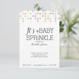 hjärtkonfetti BABY SPRINKLE pastell regnbåge showe Inbjudningar