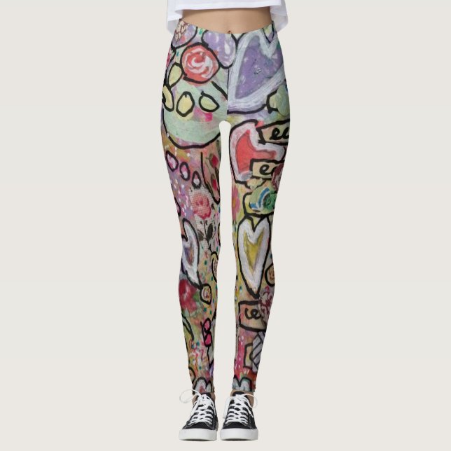 Hjärtkonst Abstrakt Leggings (Framsida)