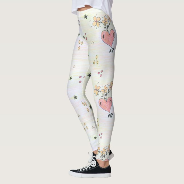 Hjärtkonst Skriv ut Leggings (Vänster)