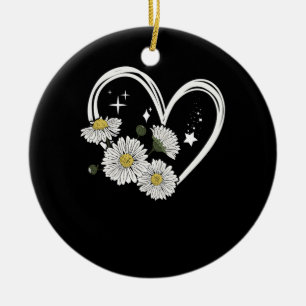 Hjärtkontur med Daisy Flowers Oopsie Daisy Girl Julgransprydnad Keramik