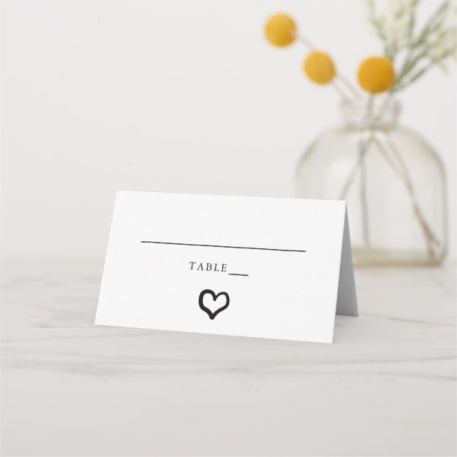 Hjärtkort för Bröllop med Bord-vikt, Personlig Placeringskort (Framsida)