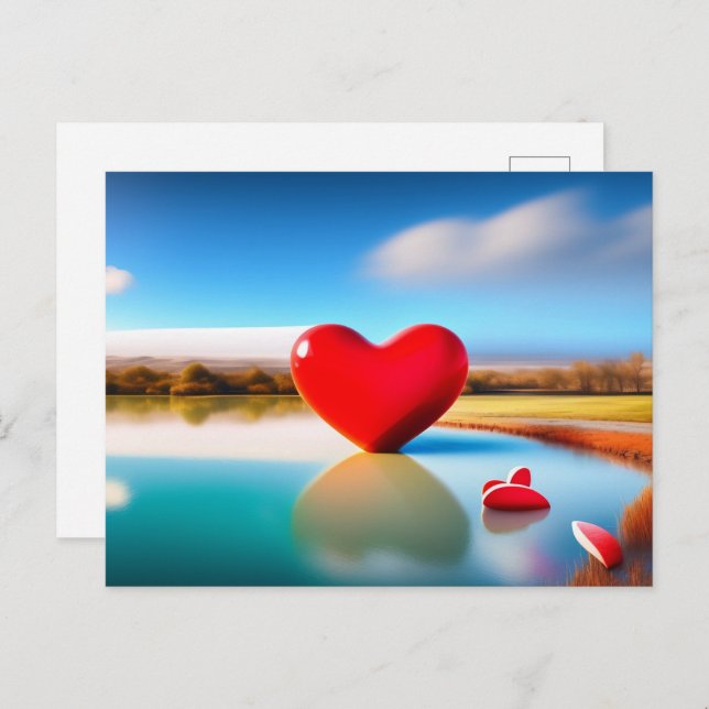 Hjärtkort för hjärtans Rosa - vykort (Fram/baksida)