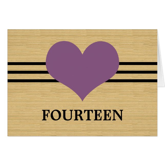 Hjärtkort för Mod, Bordsnummer, Lila Hälsningskort (Framsidan Horizontal)