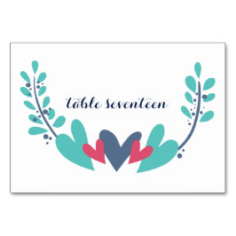 Hjärtkort och Vines Bröllop Bord Bordsnummer