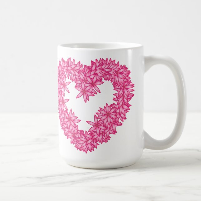 Hjärtkrans av blommor - rosa av sällskapsdjur kaffemugg (Höger)