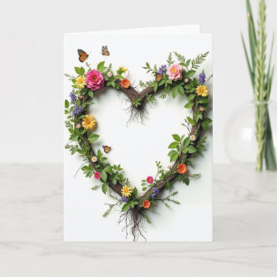 Hjärtkrans Blommor Fjärilar Kort