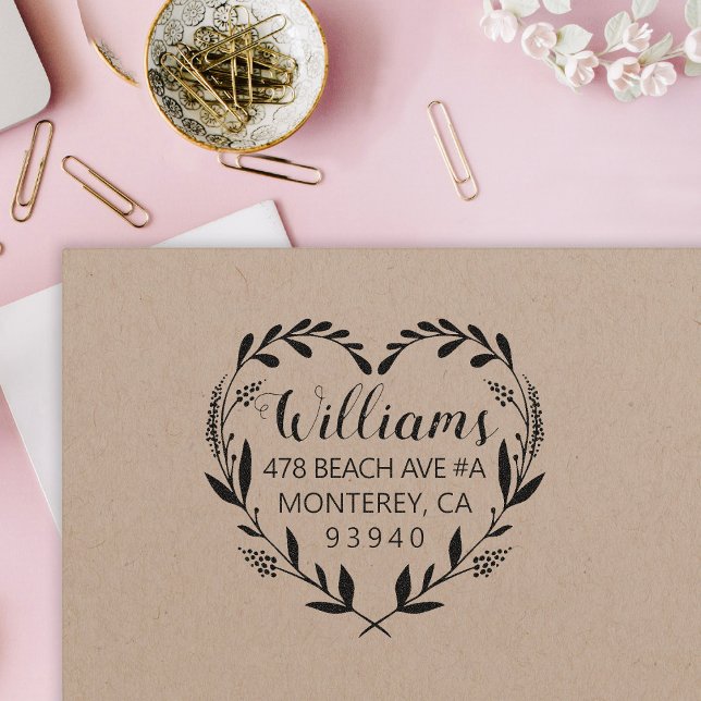 Hjärtkrans Bröllop Returadress Självfärgande Stämpel (Skapare uppladdad)