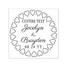 Hjärtkrans Bröllop Tack eller Spara datumet Självfärgande Stämpel