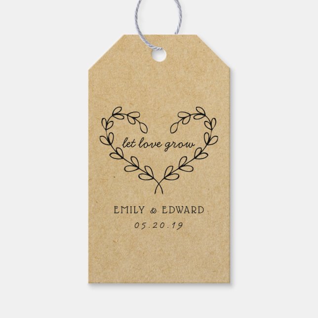 Hjärtkrans som gör att Kärlek kan vinna bröllopsfö Presentetikett (Framsidan)