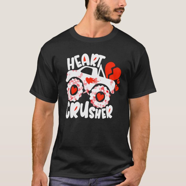Hjärtkraschsmonster Lastbil Hearts Day Valen T Shirt (Framsida)