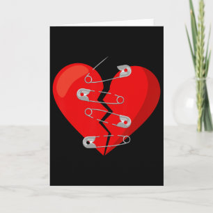Hjärtkrossad Och Säkerhetsnålar Anti Valentines Si Kort