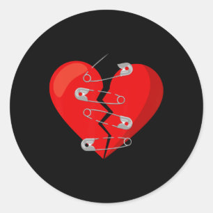 Hjärtkrossad Och Säkerhetsnålar Anti Valentines Si Runt Klistermärke