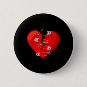 Hjärtkrossad Och Säkerhetsnålar Anti Valentinesing Knapp