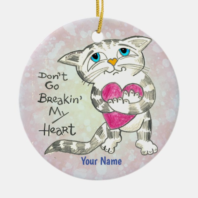 Hjärtkrosskatt  julgransprydnad keramik (Framsidan)
