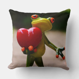 Hjärtkudde med söt groda kudde