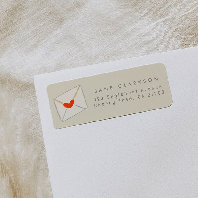 Hjärtkuvert adressetikett returadress etikett (Love letter return address label.)