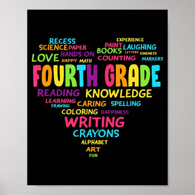 Hjärtläraren i det fjärde Klass-teamet Student bac Poster (Framsidan)