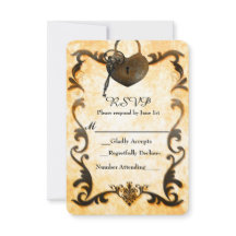 Hjärtlås & Nyckel Vintage Antik RSVP-kort