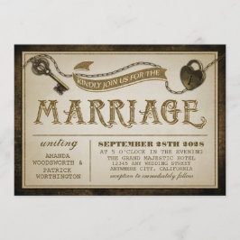 Hjärtlås och Skeleton Nyckel bröllopsinbjudningar Inbjudningar