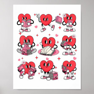 Hjärtläsning Bok Valentines day-lärare Bok Poster