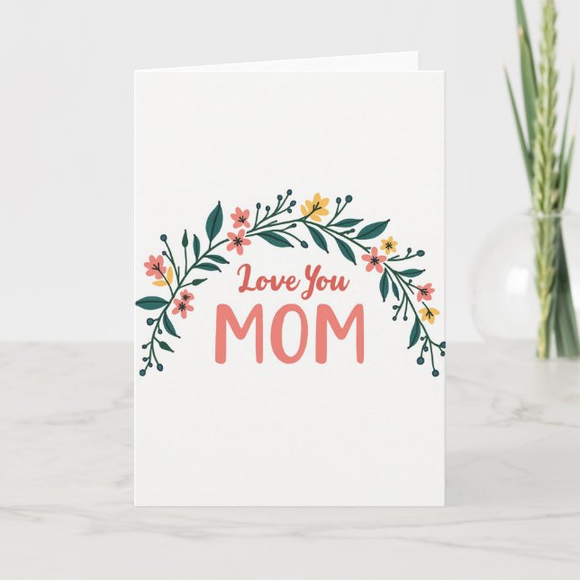Hjärtlig Blommig Mamma-kort Kort (Framsida)