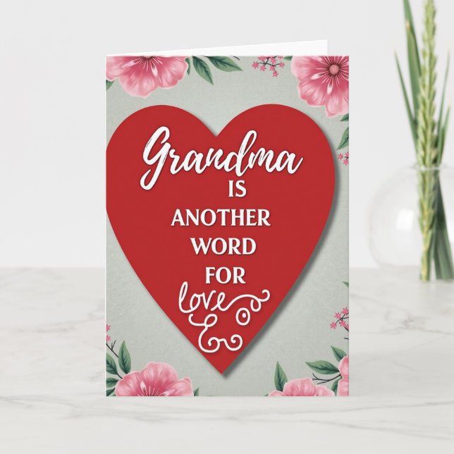 Hjärtlig Blommig Mormor Kärlekskort Kort (Framsida)