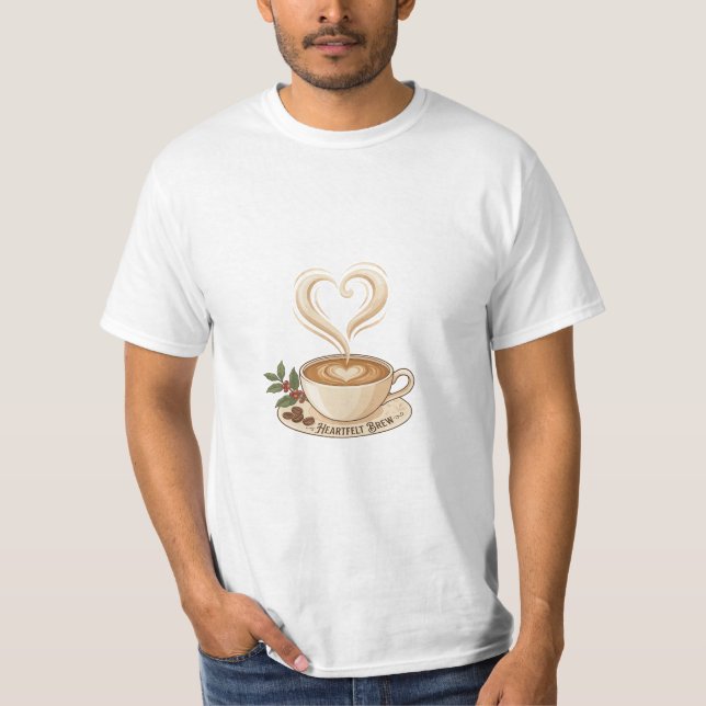 Hjärtlig Brygd Kaffe Hjärtkonst T Shirt (Framsida)