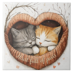 Hjärtlig Fullt av Purrs Cuddles Illustration Art Kakelplatta