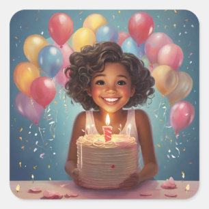 Hjärtlig Joy: Firande Birthday Önskemål Collect Fyrkantigt Klistermärke