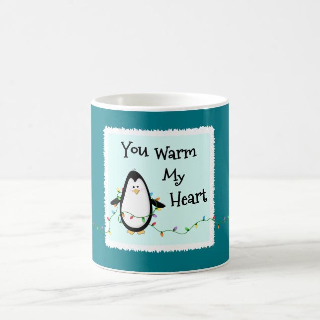 Hjärtlig jul-Helgdag Gift-Roligt Penguin Kaffemugg (Center)