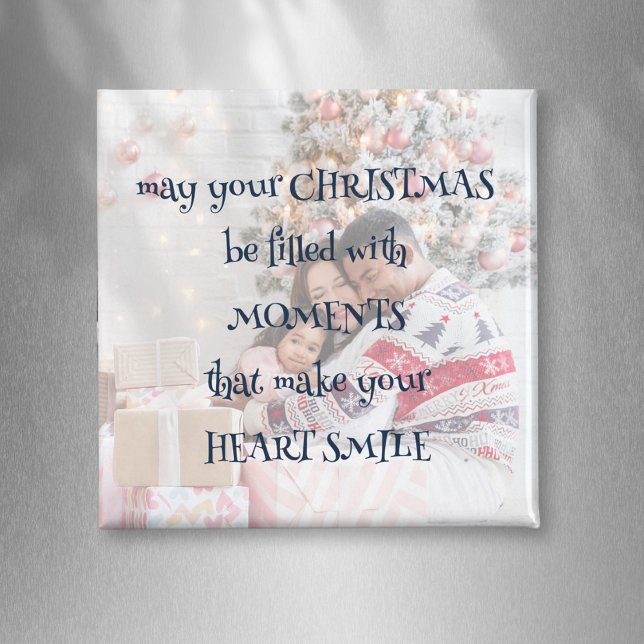 Hjärtlig julhälsning Foto Overlay Magnet (Heartwarming Festive Words overlaid onto your photo to display on your fridge or give as a gift)