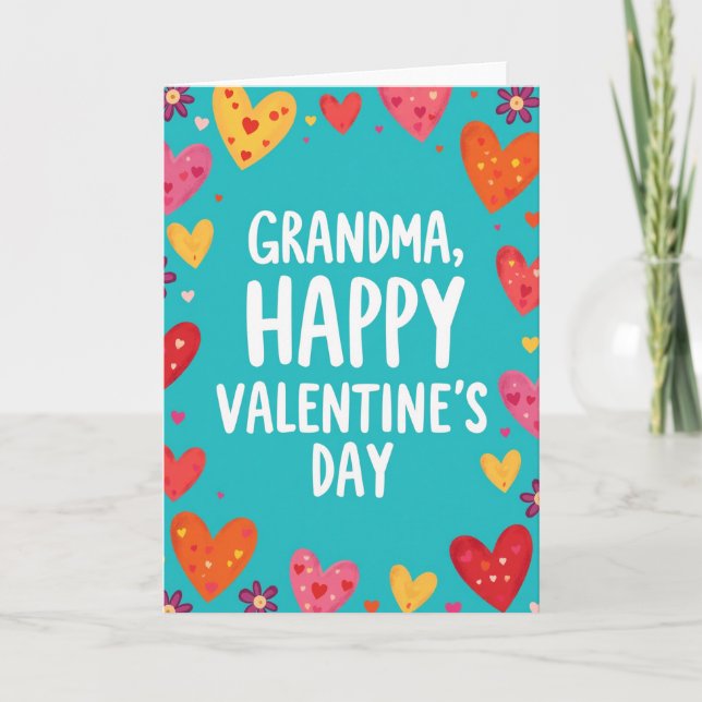 Hjärtlig Målade Hjärtan Mormor Kort (Framsida)