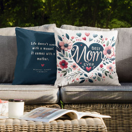 Hjärtlig och Blommig 'Bästa Mamma Någonsin' Kudde