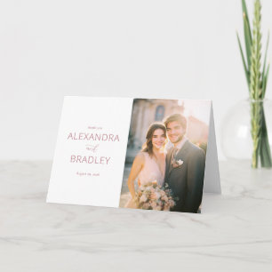 Hjärtlig Off-White Elegant Foto Tack Kort