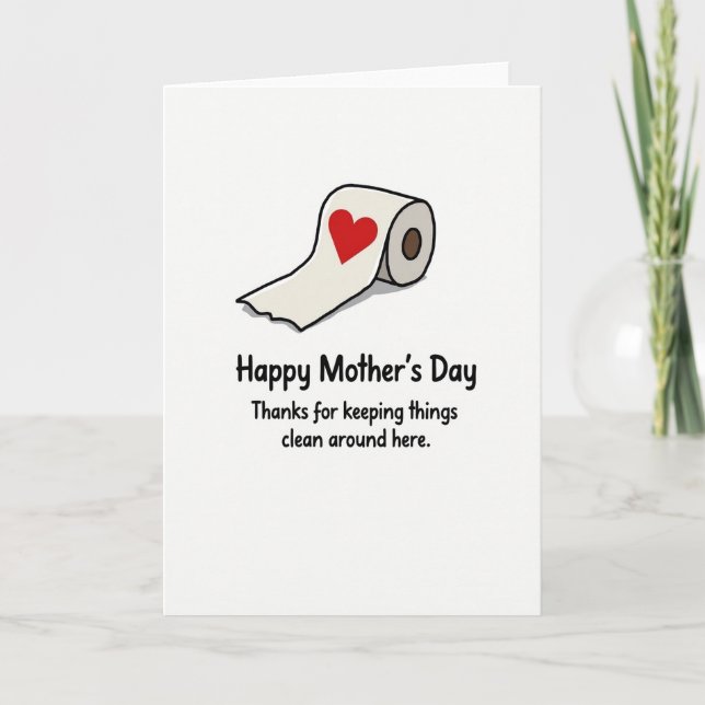 Hjärtlig Pappersrulle Mamma Kort (Framsida)