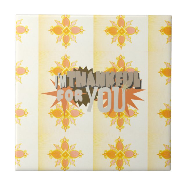 Hjärtlig tacksamhet: "Tack för dig" med Kärlek. Kakelplatta (Framsidan)