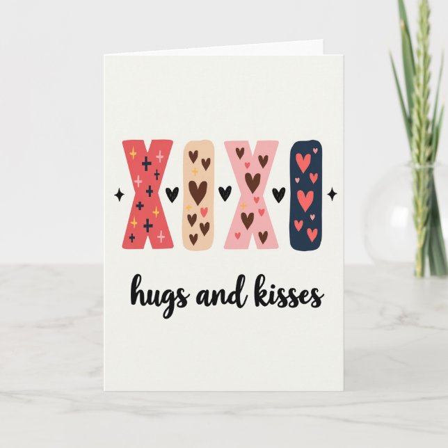 Hjärtliga Xoxo Kramar Kyssar Kort (Framsida)