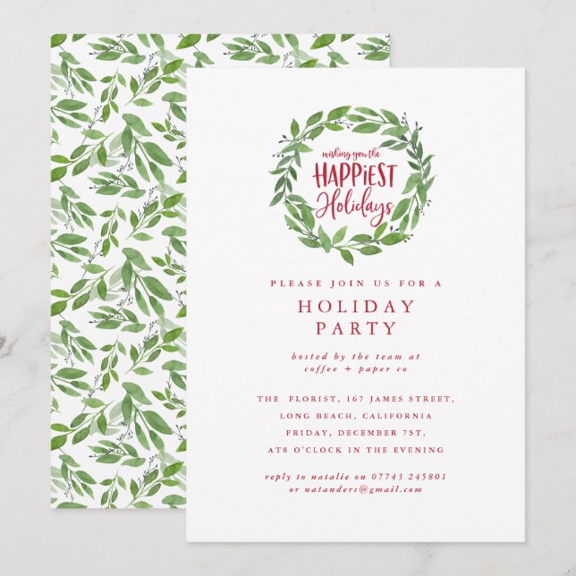 Hjärtligast helgdagar jul party inbjudningar (Fram/baksida)