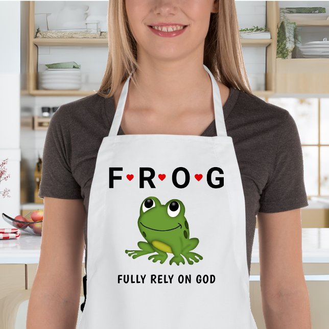 Hjärtligt beroende på Gud Frog Hearts Långt Förkläde (Skapare uppladdad)