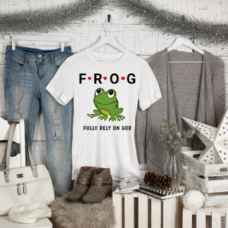 Hjärtligt beroende på Gud Frog Hearts T Shirt